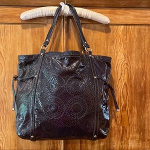 Coach Patent Navy Blue Tote Bag